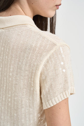 Polo donna manica corta crema - 4