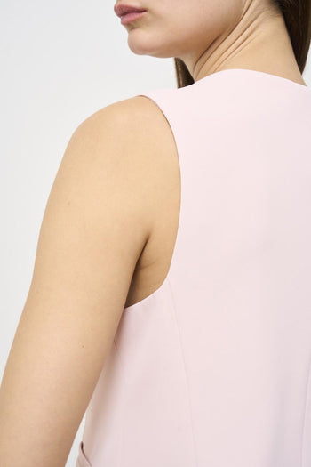 Completo donna gilet e pantalone rosa in crep - 4