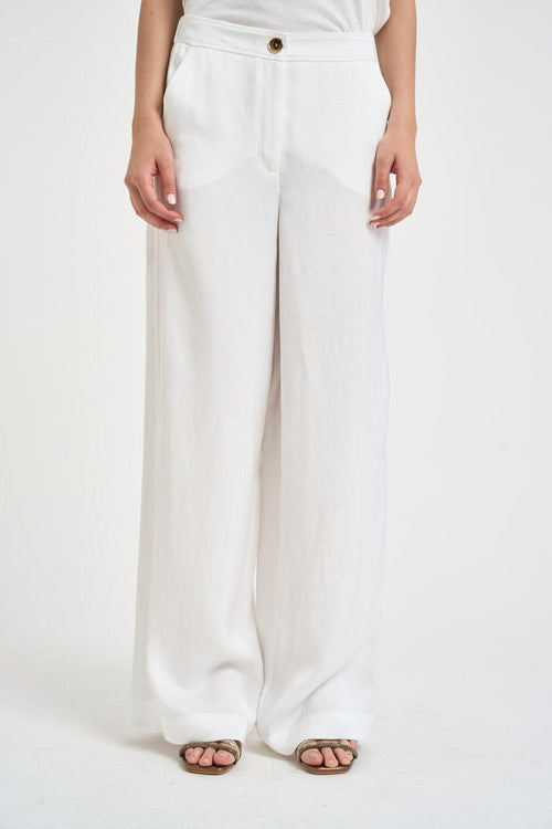 Pantalone donna gamba ampia bianco