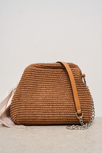 Borsa donna in rafia marrone - 5