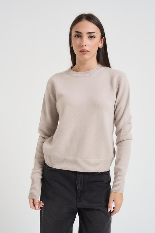 Maglia girocollo donna tortora