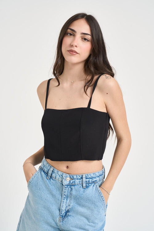 Top donna nero crop