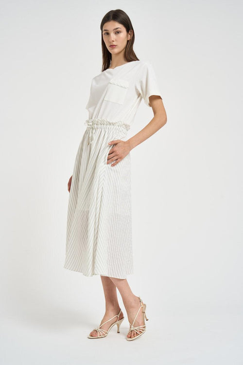 Abito donna lungo a righe bianco - 2