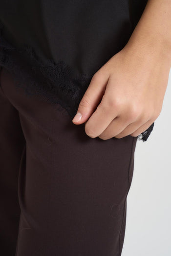 Top donna con pizzo asimmetrico nero - 5