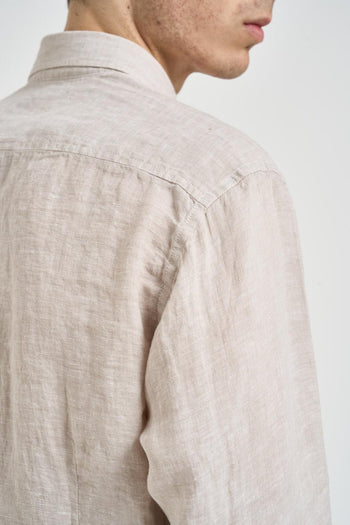 Camicia uomo in lino beige - 4