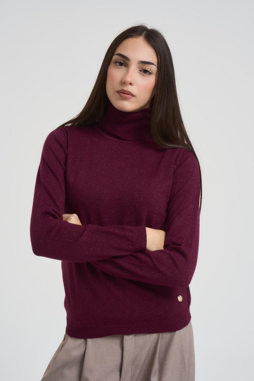 Maglia donna collo alto in lurex - 2