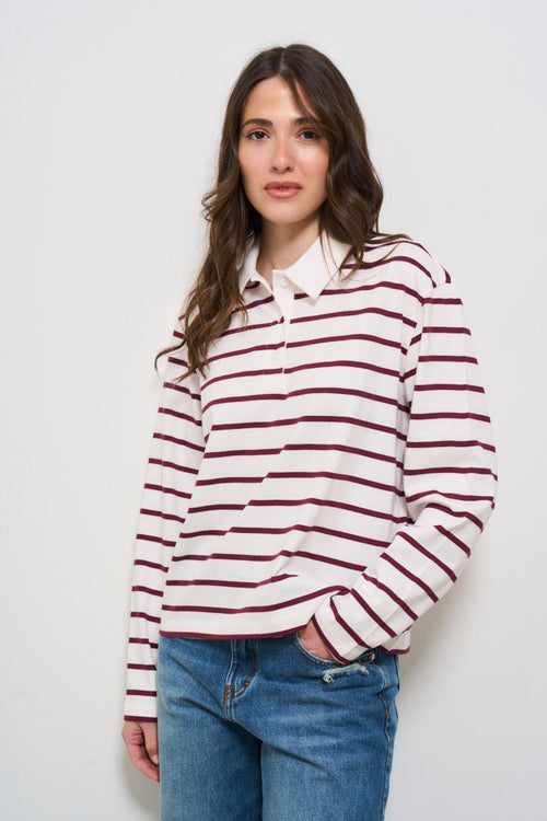Polo donna a righe rossa - 2