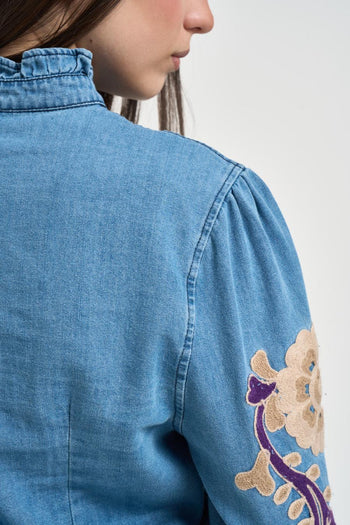 Camicia donna in denim con ricami - 6