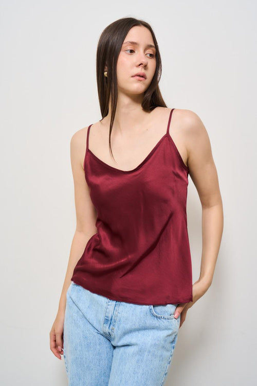 Top donna satinato rosso