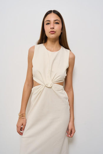 Abito donna con nodo panna - 3