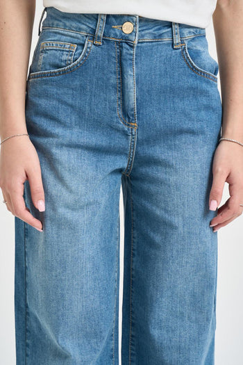Jeans donna gamba larga in denim - 4