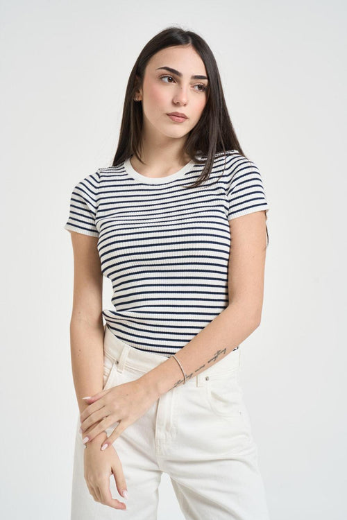 T-shirt donna a righe blu