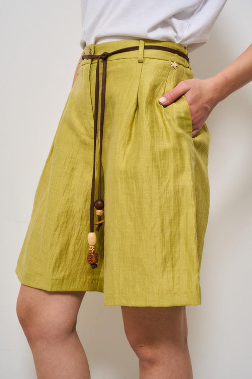 Bermuda donna verde lime con cintura - 2