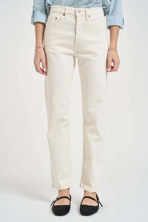 Jeans donna 501 cropped in denim bianco