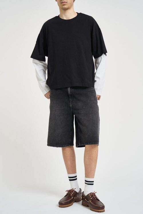 T-shirt uomo struttura a doppio strato bianca e nera - 1