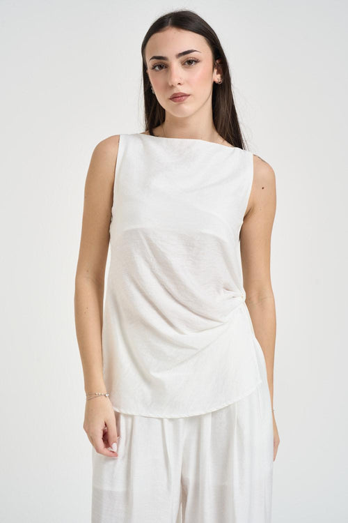 Top donna con nodo bianco