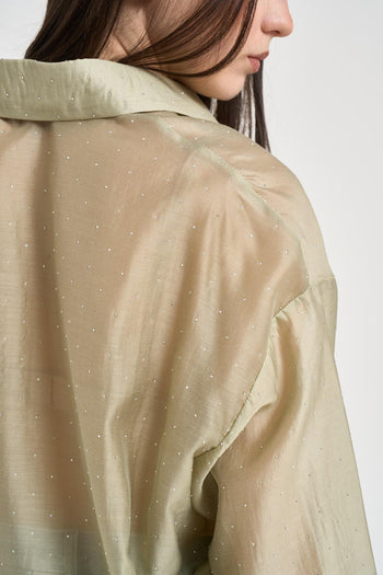 Camicia donna semi-trasparente verde salvia - 5