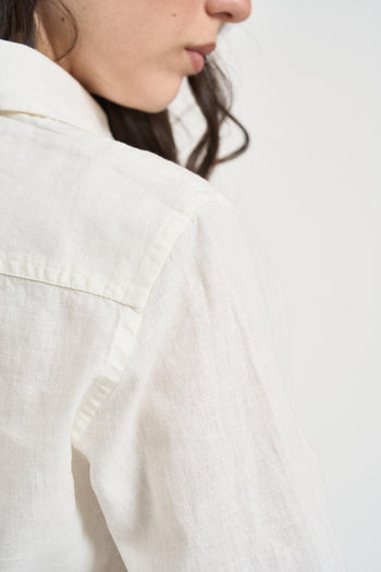 Camicia donna in lino bianca - 4