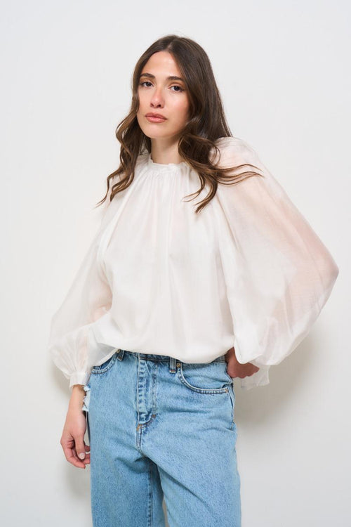 Camicia donna bianca con fiocco