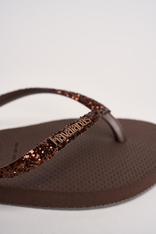 Infradito donna con glitter marrone - 2