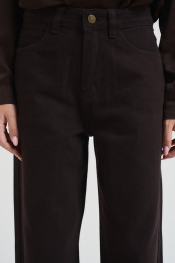 Jeans donna a palazzo in denim marrone - 5