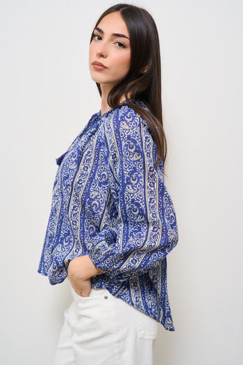 Blusa donna in fantasia blu - 3