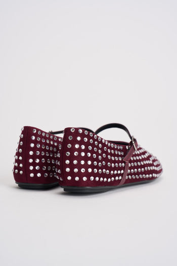 Ballerine donna bordeaux con borchie argento - 6