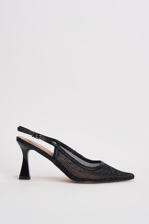 Slingback donna con strass nera - 1