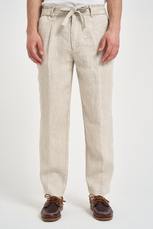 Pantalone uomo in lino beige