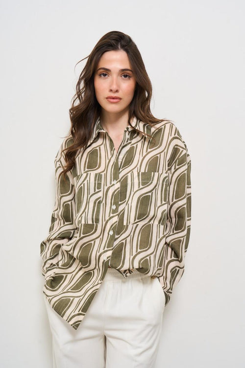 Camicia donna fantasia verde