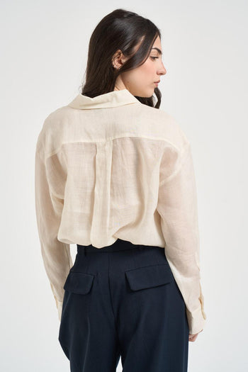Camicia donna semitrasparente panna - 3