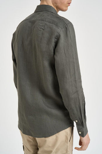 Camicia uomo in lino verde - 3