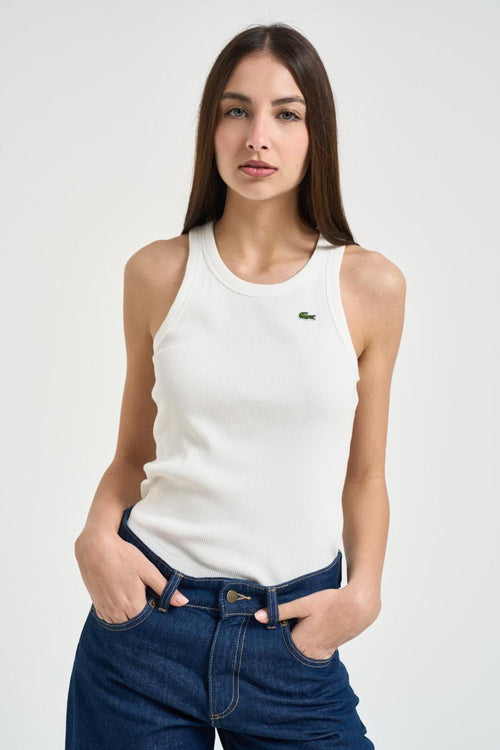 Top donna a costine bianco - 1