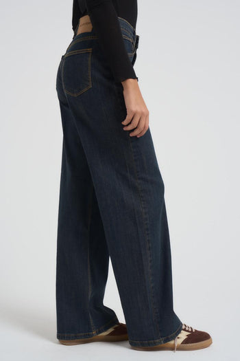 Jeans donna a palazzo in denim scuro - 4