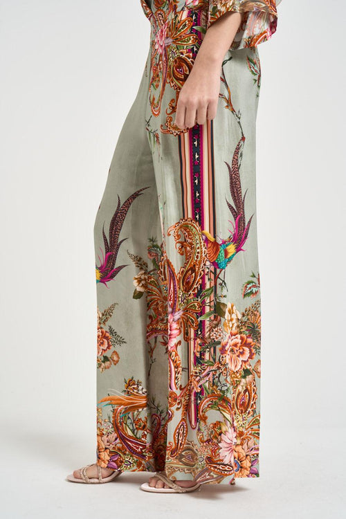 Pantalone donna in tessuto leggero fantasia floreale - 2