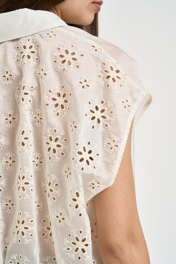 Camicia donna cropped panna - 4