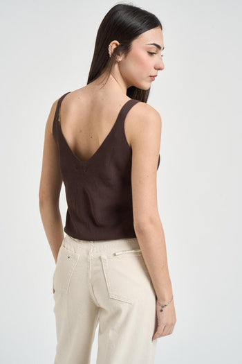 Top donna in maglia marrone - 3