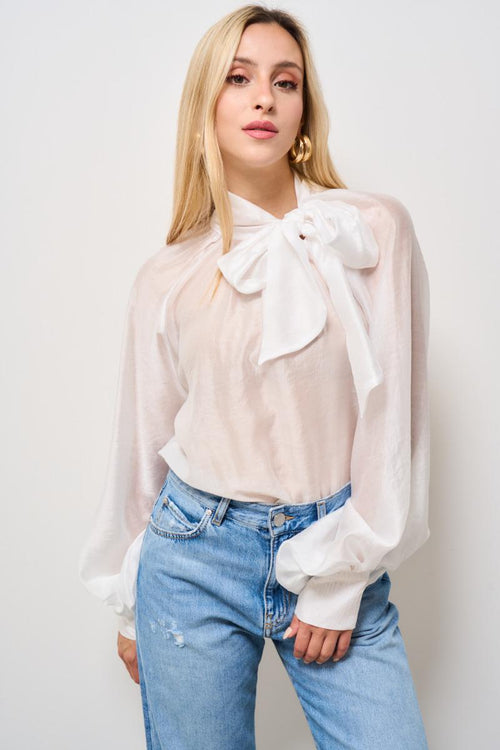 Camicia donna semitrasparente bianca