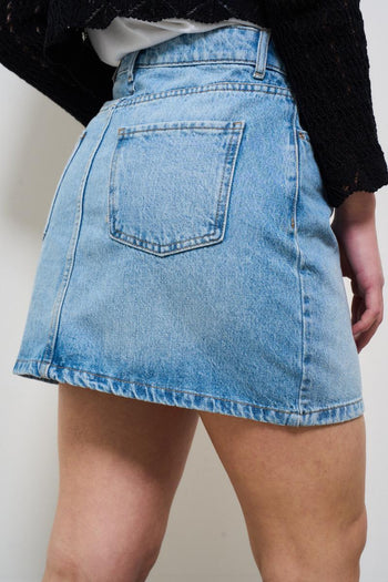 Minigonna donna in denim chiaro - 5