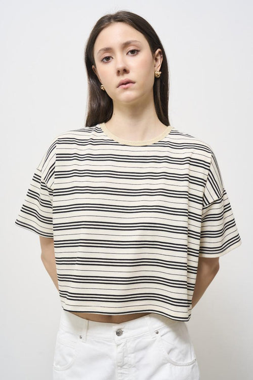 T-shirt donna a righe nere