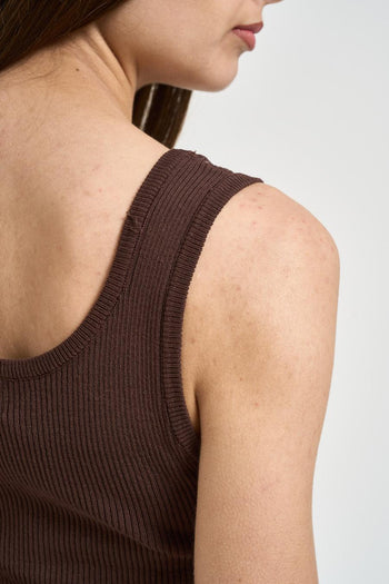 Top donna a costine moro - 4