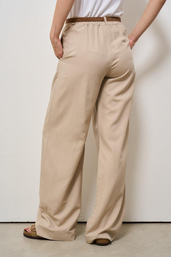 Pantalone donna a palazzo beige - 4