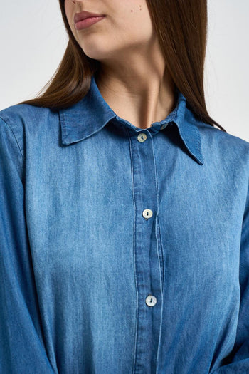 Abito donna lungo in denim blu - 4