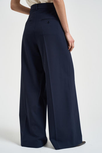 Pantaloni donna a palazzo blu navy - 4