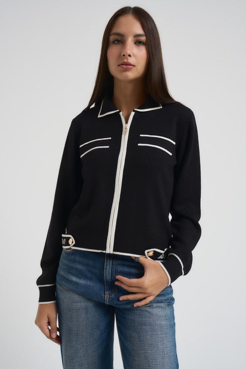 Cardigan donna nero e bianco