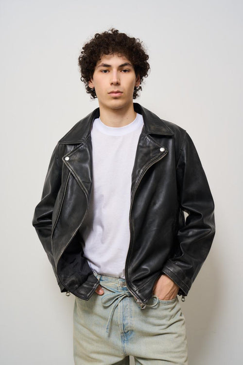 Giubbotto uomo in pelle nero