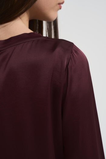 Blusa donna girocollo satinata bordeaux - 3