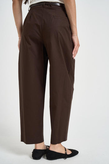 Pantalone donna barrel fit marrone - 4