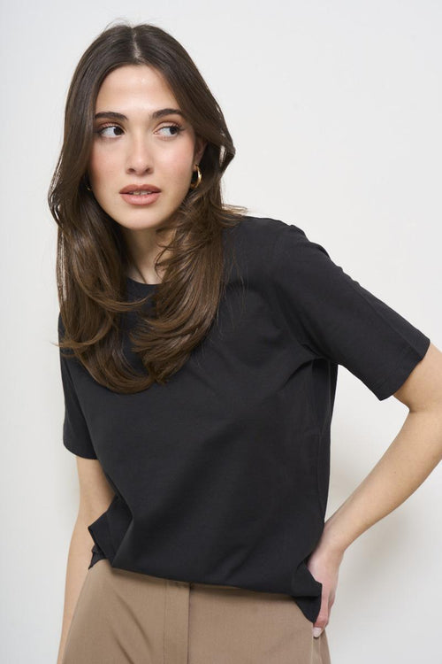 T-shirt donna girocollo nera - 2