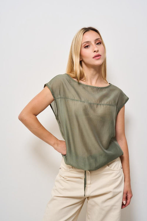 T-shirt donna scollo a barca verde